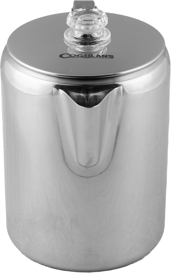Coghlans Unisex – Erwachsene Coffee Pot Edelstahlkanne 12 Tassen Silber, 12 Tassen Silber