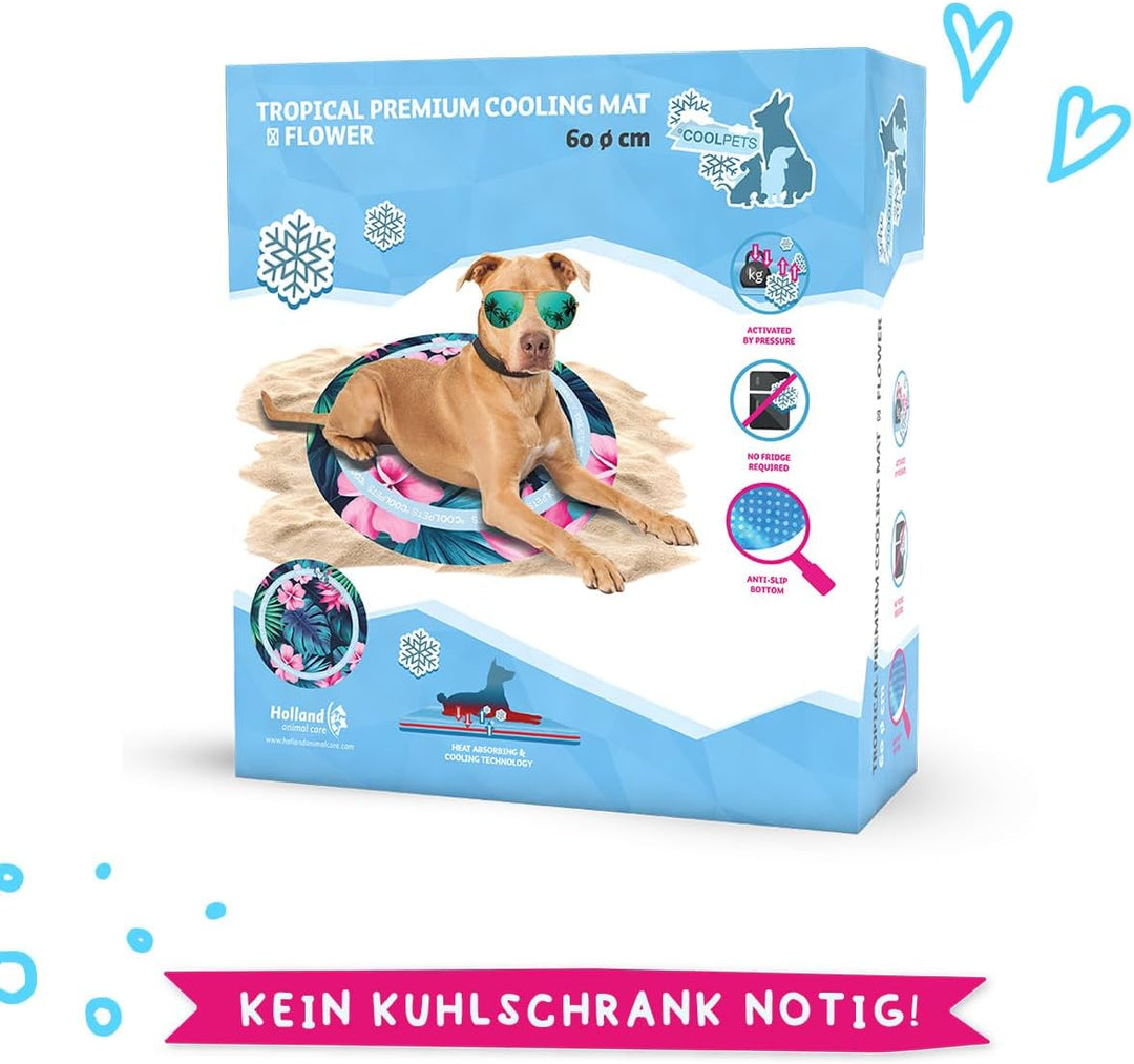 Coolpets Tropical Premium Kühlmatte - Geeignet für Hunde - rutschfest - Dicke Polyester-Aussenschich