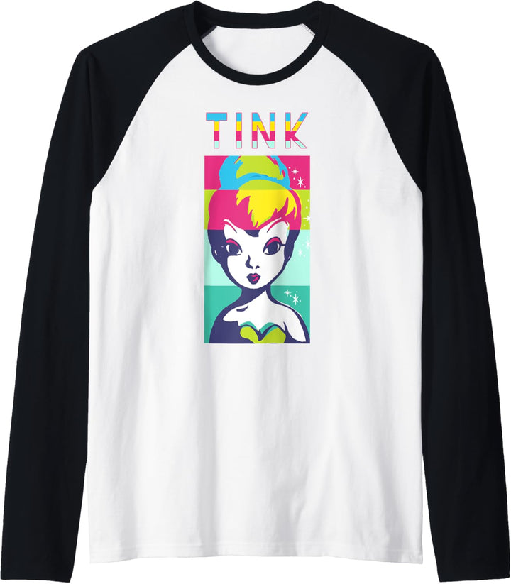 Disney Peter Pan Tinkerbell Color Block Of Tinks Face Raglan