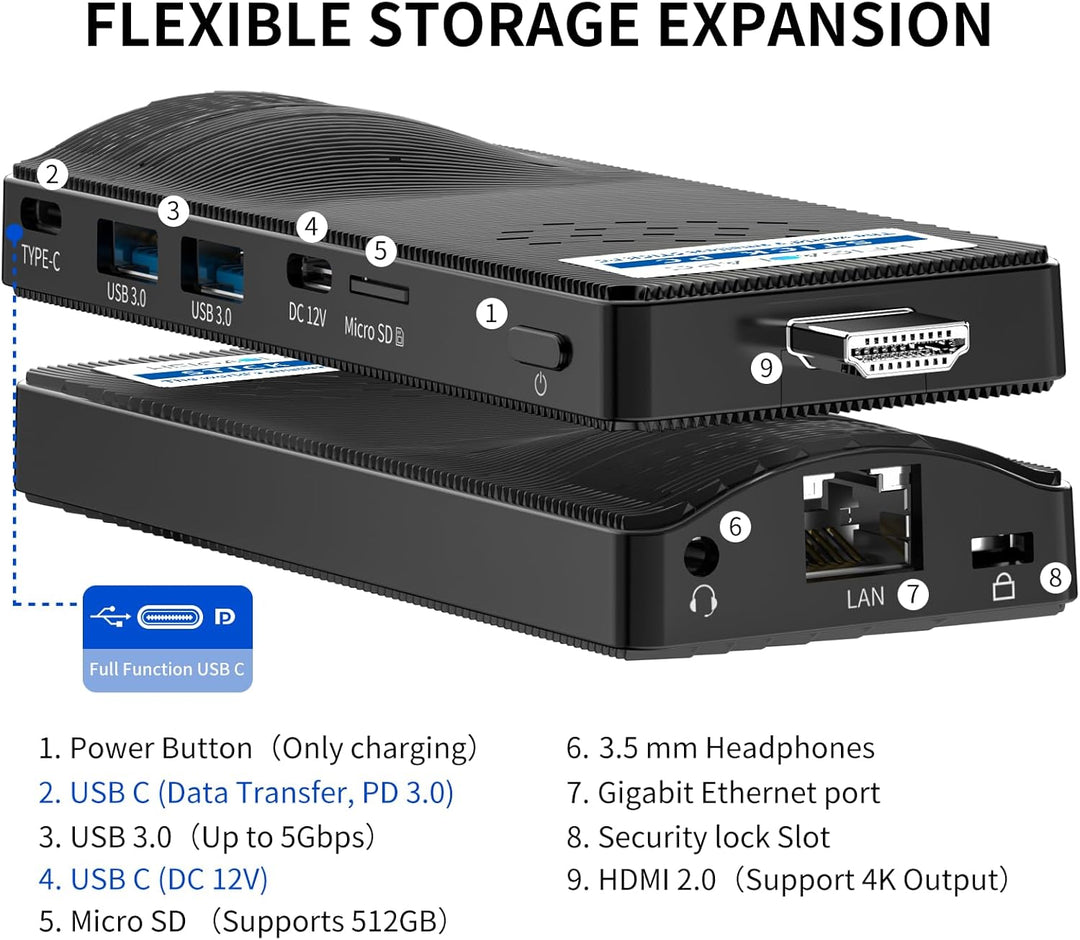 HEIGAOLAPC Mini PC Stick Win 11 Pro,Celeron N4000 4GB RAM 64GB eMMc Mini Computer, Dual WiFi 6.0/BT5