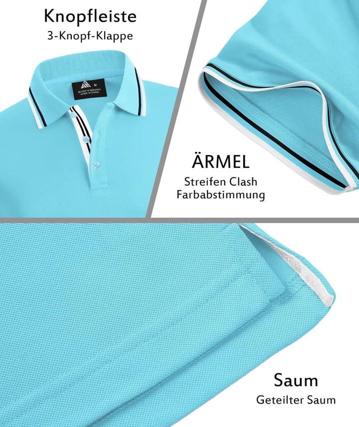 SwissWell Poloshirt Herren Kurzarm Atmungsaktiv Golf Tennis Sport Polo Shirts Sommer Freizeit T-Shir