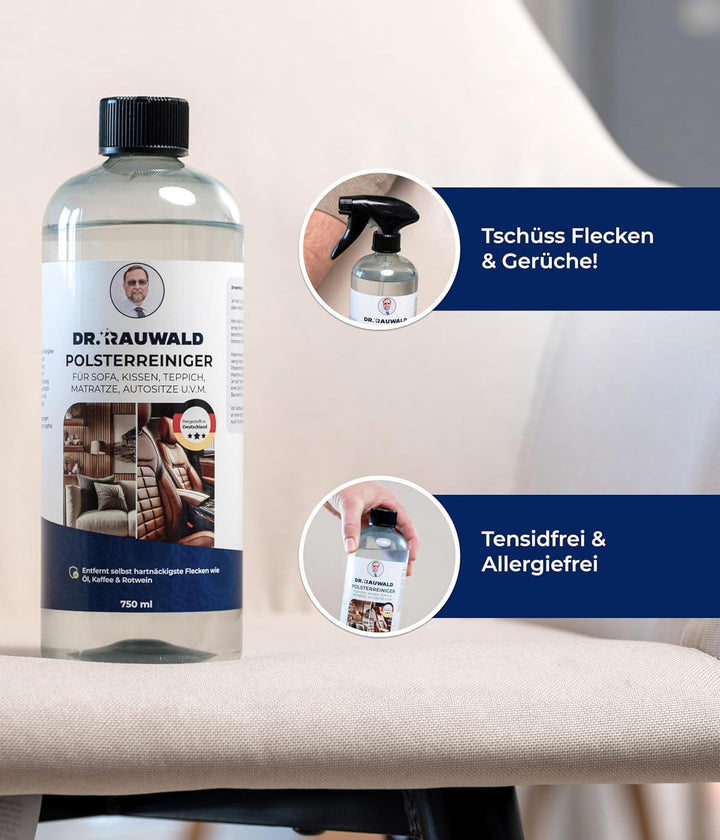 Dr. Rauwald Polsterreiniger 750ml inkl. Profi-Sprühkopf – Spezial für Wildleder, Alcantara, Sofa & A
