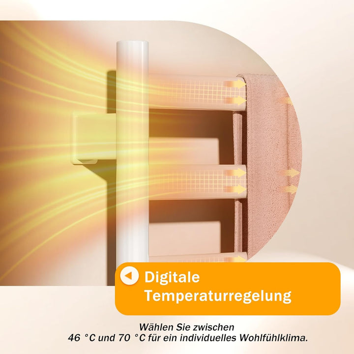 Handtuchheizkörper Elektrisch, Badheizkörper Handtuchhalter, Wählbare Temperatur, Touch Control LED-
