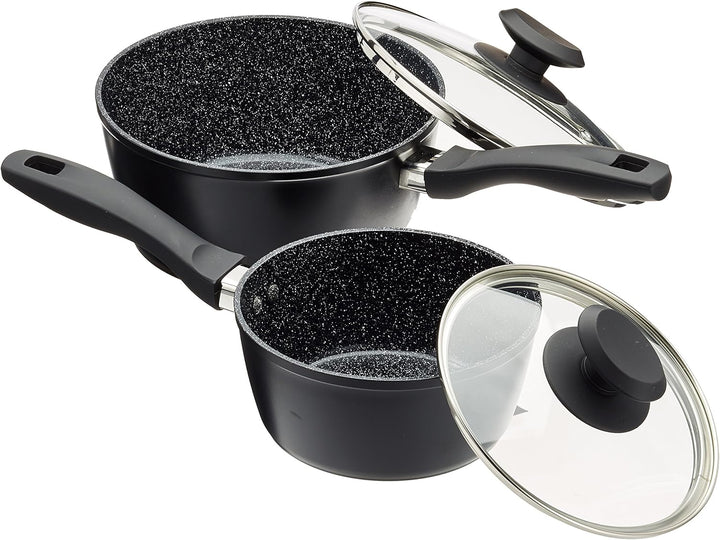 Russell Hobbs BW05743 Stone 3 Pfannen-Set, 16 und 20 cm Stielkasserolle, 24 cm Bratpfanne, Keramisch