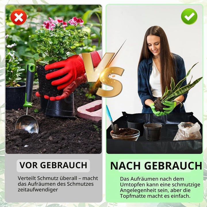 Gartenmatte Pflanzmatte,2 Stück wasserdichte Pflanzen Umtopfmatte,Faltbare Pflanzenmattemit Gartenwe