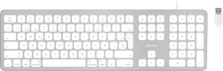 Macally WKEYHUBMB-ES, erweiterte Mac-Tastatur mit Ziffernblock, 2 USB Ports und spanischem Layout, U