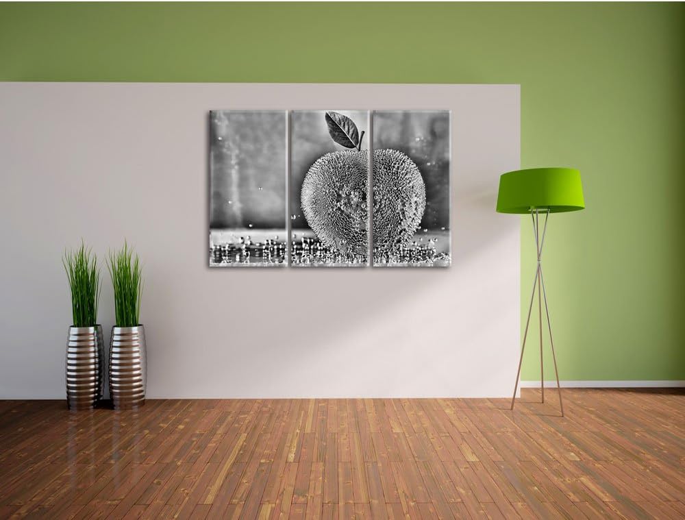 Pixxprint grüner Apfel Obst Früchte als Leinwandbild/Grösse: 3 Teilig (120x80) cm/Wandbild/Kunstdruc