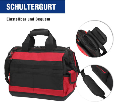 WORKPRO Elektriker Wasserdichte Werkzeugtasche Profi, weite Öffnung & grosse Kapazität 42CM/16" aus