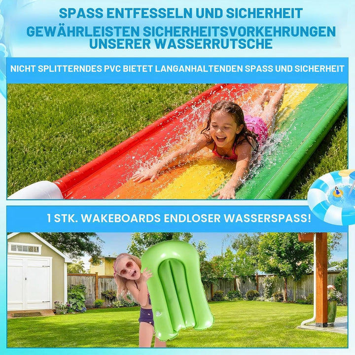 Wasserrutsche Garten für Kinder,Wasserspielzeug Wasserrutschmatte mit 1 Bodyboards,Single Waterslide