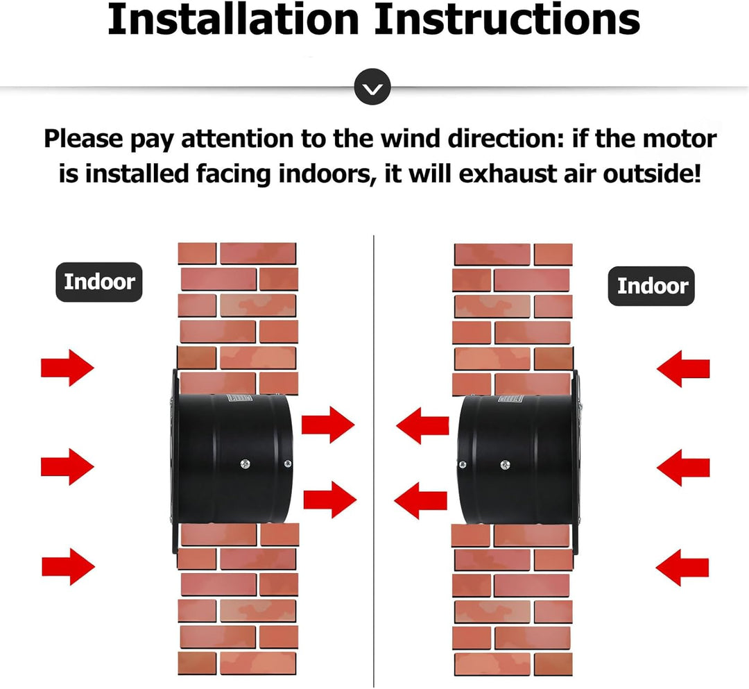 250mm Abluftventilator 1750m³/h, badlüfter 250mm mit Rücklaufklappe, Rauchabzug Wandventilator Abluf