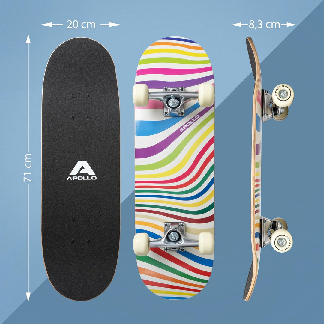 Apollo Kinder Skateboard, kleines Komplett Board mit ABEC 3 Kugellagern und Aluminium Achsen,Coole D