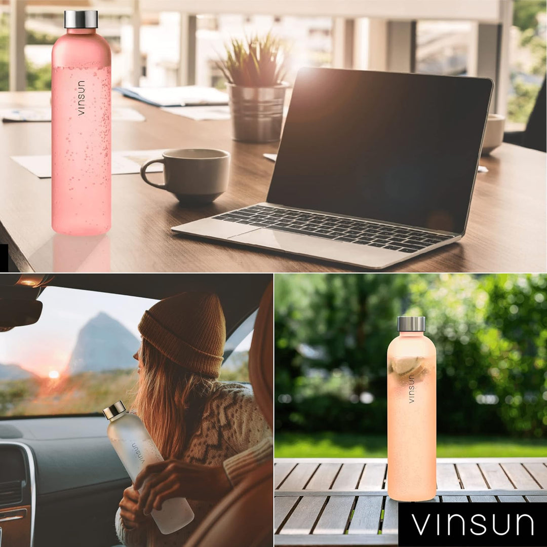 VINSUN Trinkflasche 650ml, 1000ml, 1500ml - auslaufsicher, Kohlensäure geeignet, BPA frei, Tritan -