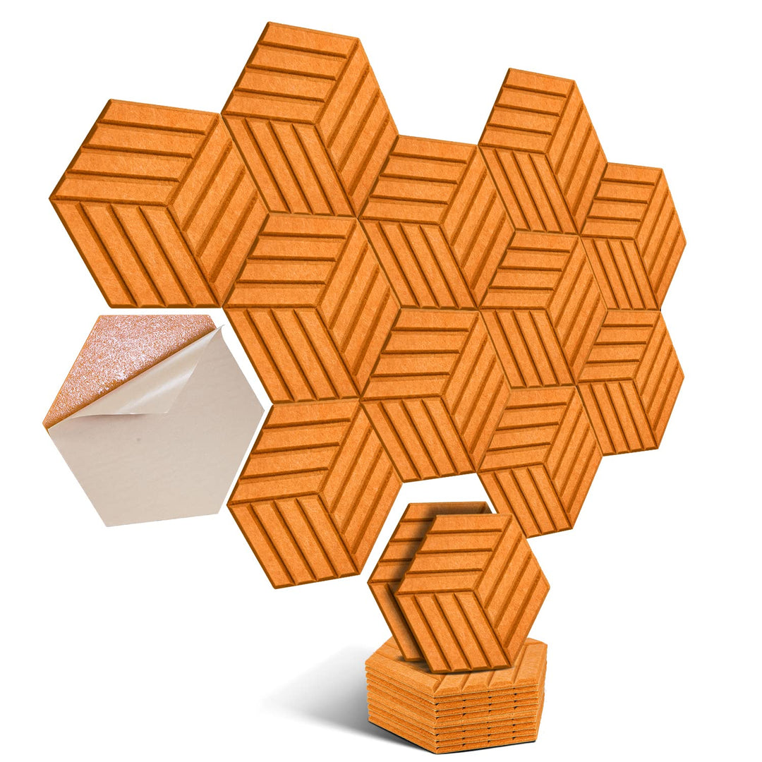 Hexagon Akustikplatten selbstklebend 12 Stück I Schallabsorber Schallschutz mit hoher Dichte für Wan
