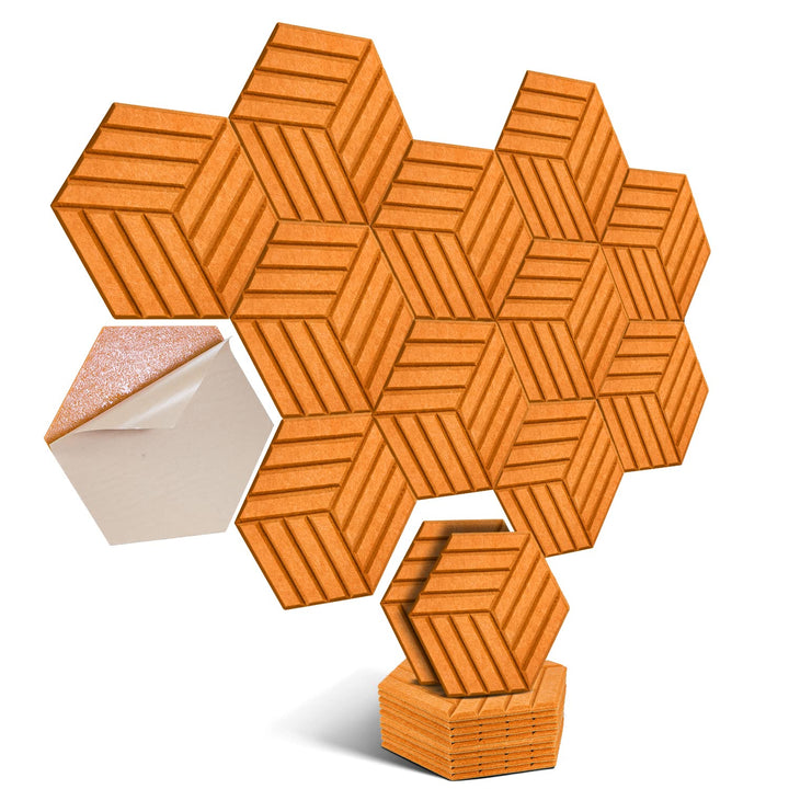 Hexagon Akustikplatten selbstklebend 12 Stück I Schallabsorber Schallschutz mit hoher Dichte für Wan