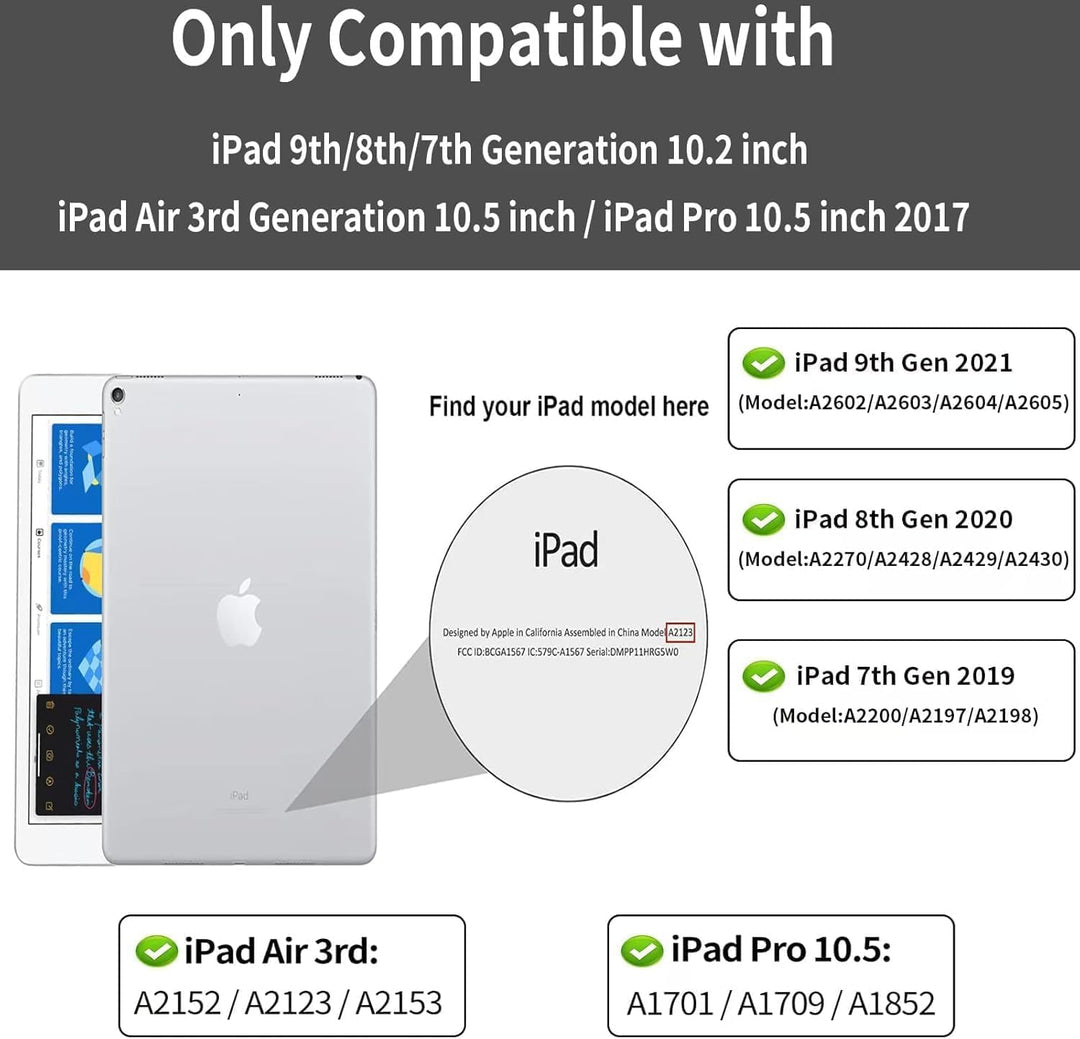 Tastatur Hülle für iPad 10.2 Zoll (9./8./7. Generation), für iPad Air 3rd / Pro 10.5, Magnetisch Abn
