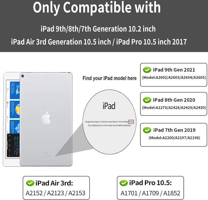 Tastatur Hülle für iPad 10.2 Zoll (9./8./7. Generation), für iPad Air 3rd / Pro 10.5, Magnetisch Abn