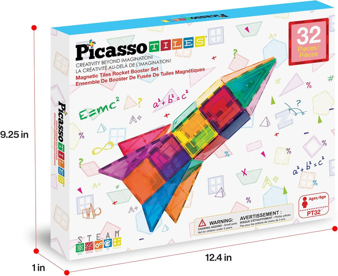 PicassoTiles 32 Stück Magnetisch Building Block Rocket Booster Thema Set Magnet Konstruktion Spielze