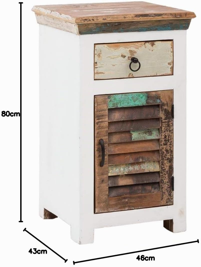 Woodkings® Bad Unterschrank Perth recyceltes Holz bunt rustikal Echtholz weiss massiv Badmöbel Badez