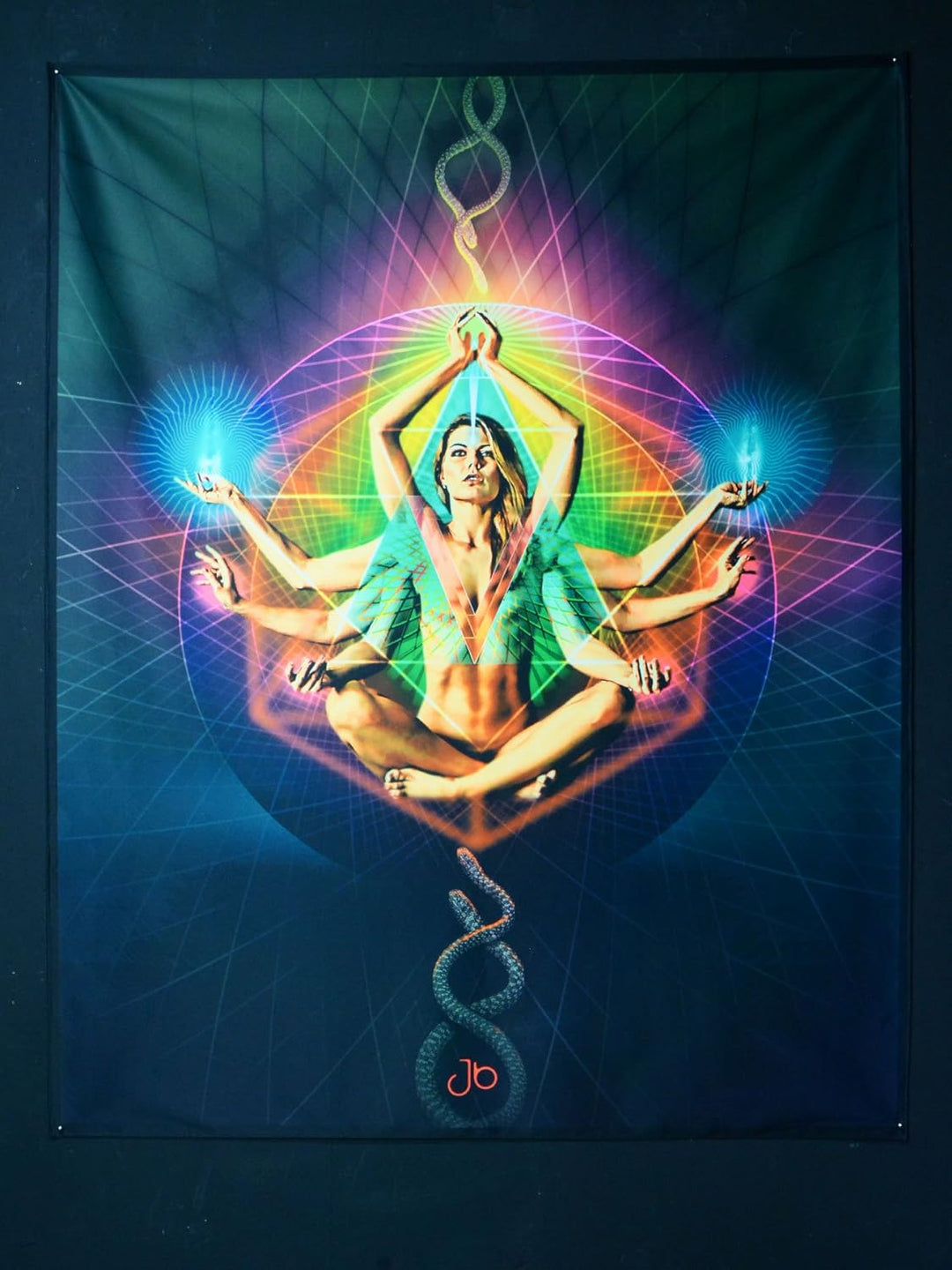 PSYWORK Schwarzlicht Stoffposter Neon | Resonance | 0,55 x 0,68m | UV-aktiv | fluoreszierend | Wandb