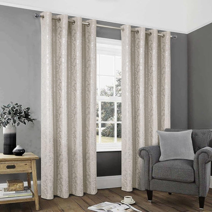 always4u 100% Blickdicht Vorhang Elegante Gardinen mit Sliber Muster Verdunkelung Schallschutz mit Ö