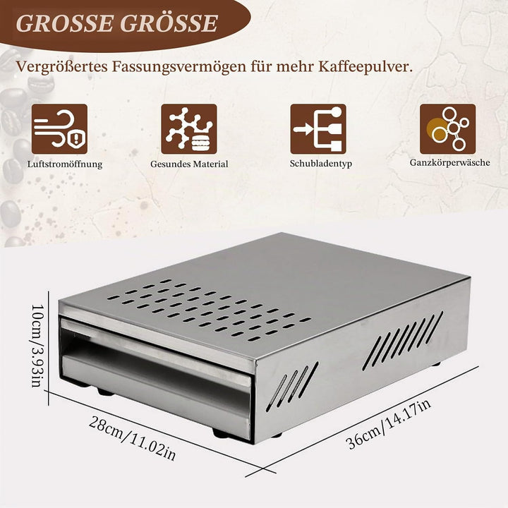 Kaffeesatz Abschlagbehälter, Sudschublade für Kaffeesatz, 36 x 28 x 10 cm Kaffee Abklopfbehälter, Su