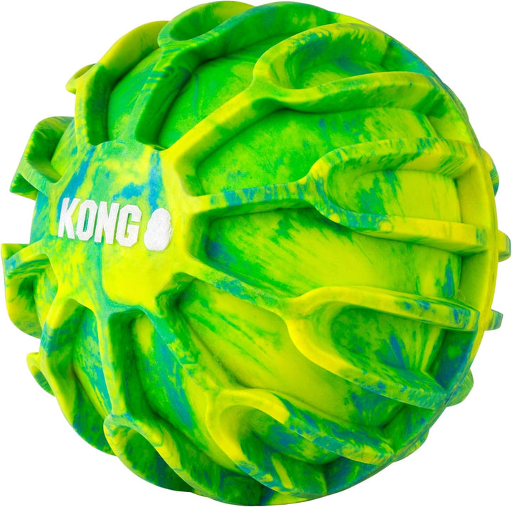 Kong Sport FlexBall – strapazierfähiges, federndes Apportierspielzeug mit Quietscher und griffigen R