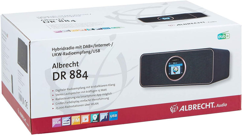 Albrecht DR 884 Kompaktanlage, 27884, Internetradio, Digitalradio, DAB+, UKW mit RDS, Bluetooth, USB