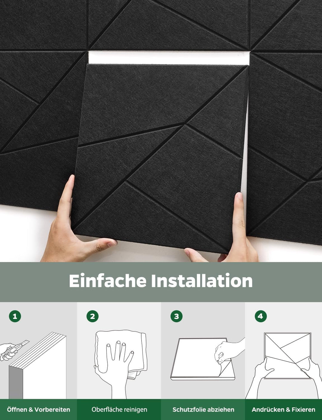 18 Stück Akustikplatten Selbstklebend, Akustik Schallabsorber Panels für Wand & Gaming Zimmer mit Li