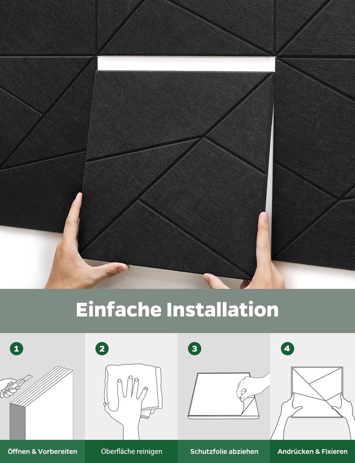 18 Stück Akustikplatten Selbstklebend, Akustik Schallabsorber Panels für Wand & Gaming Zimmer mit Li