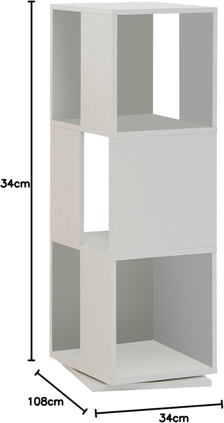 FMD Möbel, 291-001E Tower drehbares Regal, melaminharz beschichtete spanplatte, weiss, masse 34.0 x