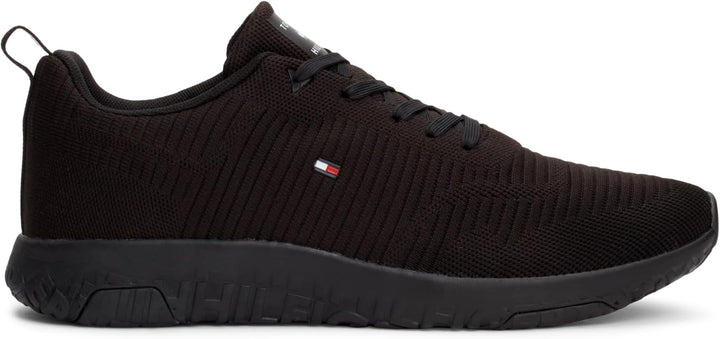 Tommy Hilfiger Herren Runner Sneaker Corporate Knit Rib Runner Sportschuhe 40 EU Schwarz, 40 EU Schw