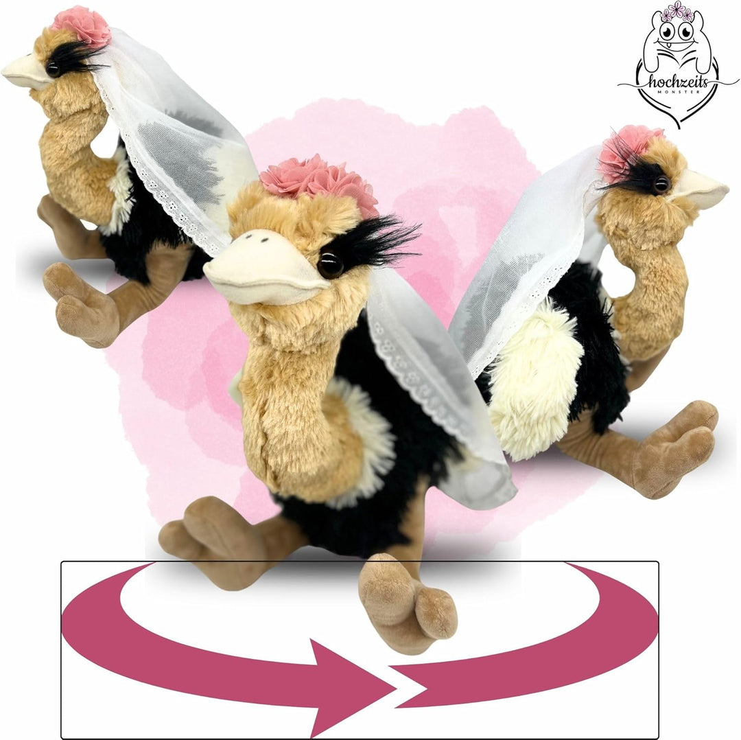 Brautstrauss Gerda **Premium** Plüschtier - Vogel Strauss Stofftier Partygag als Wurfstrauss für die