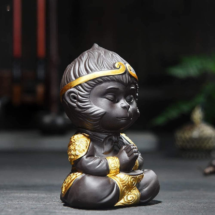 Chinesisches Kung-Fu-Tee-Haustier-Set mit Affenkönig, lila Ton(B Mini), B Mini