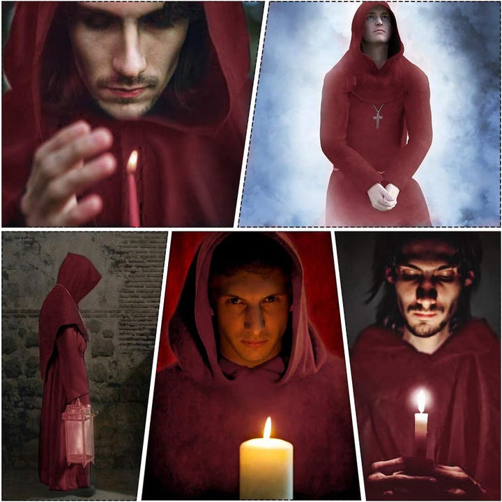 KONVINIT Mönch Robe Kostüm Männer Prister Gewand Kostüm Mittelalterliche Robe mit Kapuze Halloween K