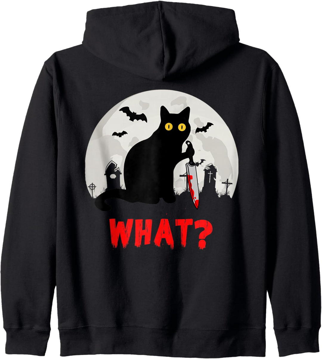 Katze What? Halloween Schwarze Katze mit Messer - Lustig What Cat Kapuzenjacke