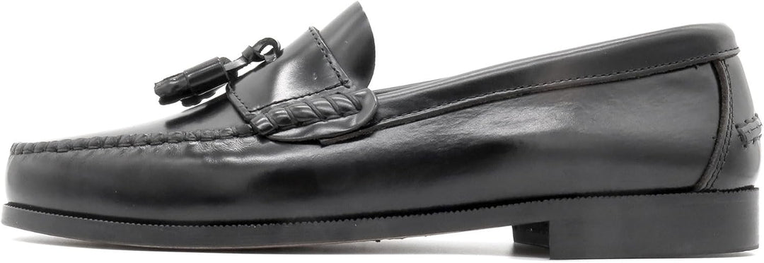 MARTTELY Herren Slipper Business Schuhe Ledersohle Rahmengenäht Premium Tassel Loafer 45 EU Schwarz,