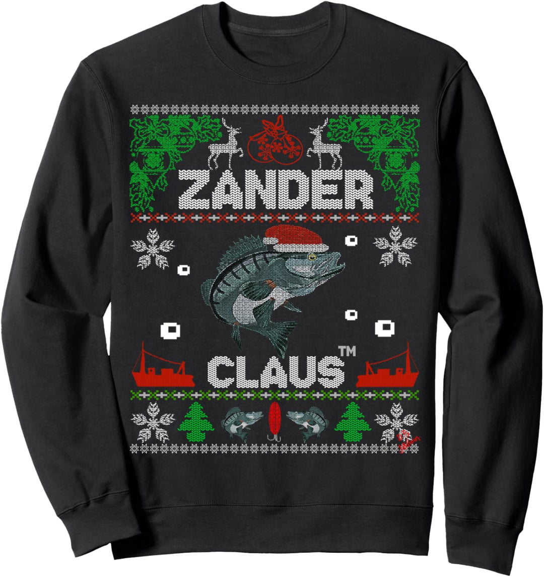 Zander Claus Weihnachtspulli für Angler lustiges Weihnachts Sweatshirt
