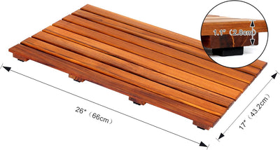 VaeFae Teak Duschmatte rutschfeste Badematte Luxus Spa Matte Holzmatte für Badewanne 43.2 x 66 cm La
