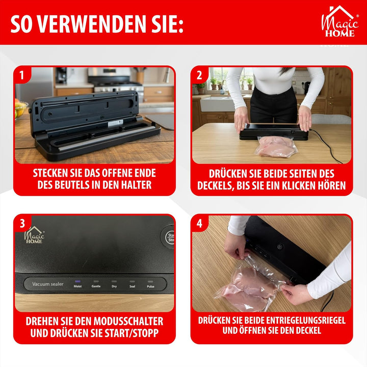 MAGIC HOME Vakuumiergerät & Vakuumierer | Vakuumiergerät für Lebensmittel & Folienschweissgerät | Va