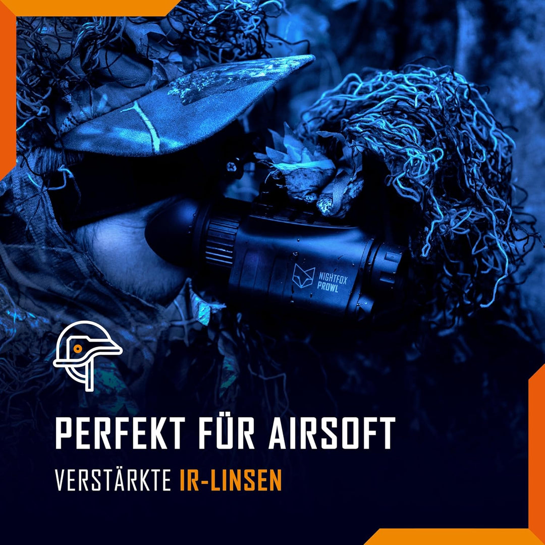 Night Vision Monocular - Nightfox Prowl, HD Recording, 32GB, 1x Magnification, Head Mounted, 54° Wid