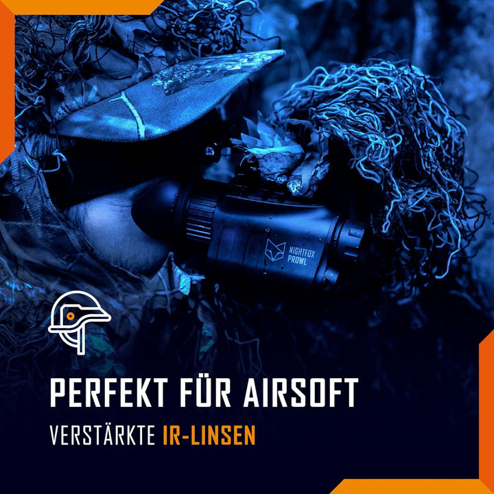Night Vision Monocular - Nightfox Prowl, HD Recording, 32GB, 1x Magnification, Head Mounted, 54° Wid