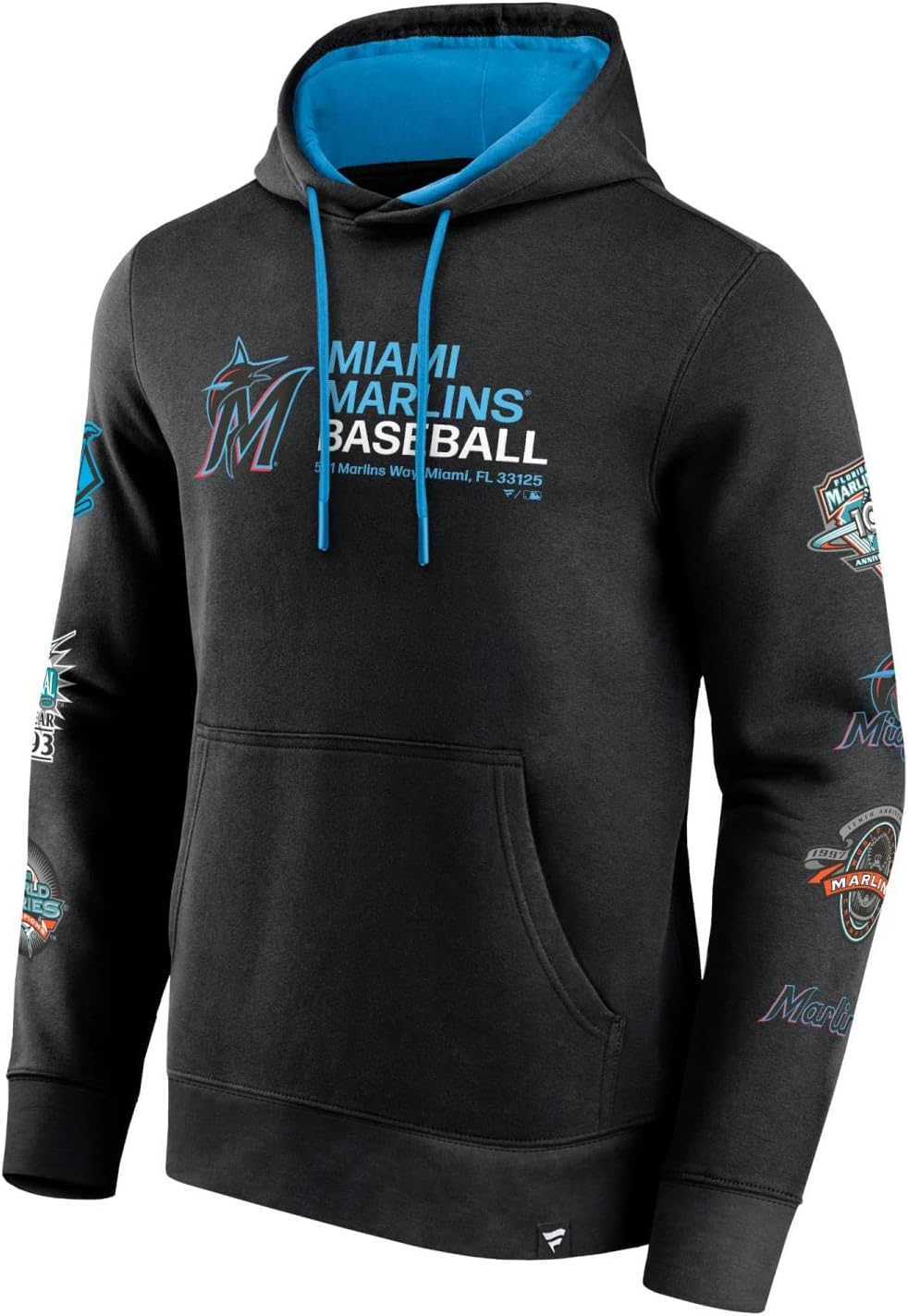 Miami Marlins Fundamentals Patches Fleece Hoody XL Schwarz, XL Schwarz