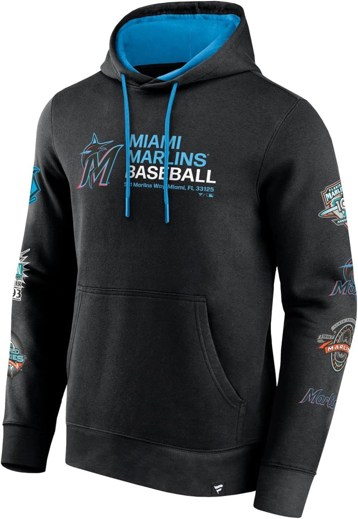 Miami Marlins Fundamentals Patches Fleece Hoody XL Schwarz, XL Schwarz