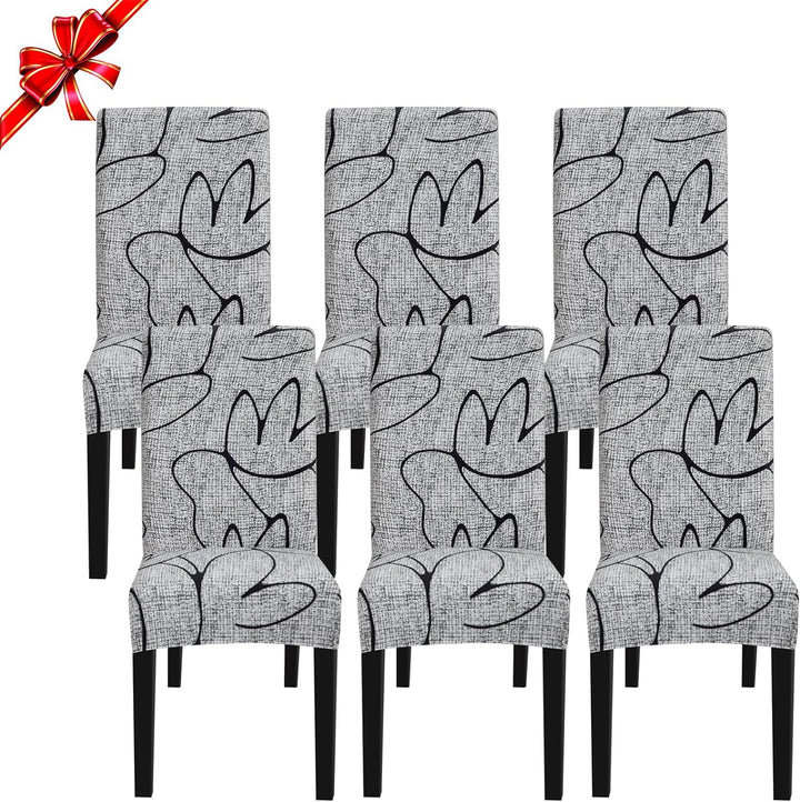 Jaotto Stuhlhussen 6 Stück Universal, Stuhlhusse Stretch 6er Set Moderne, Stuhlhussen Schwingstühle