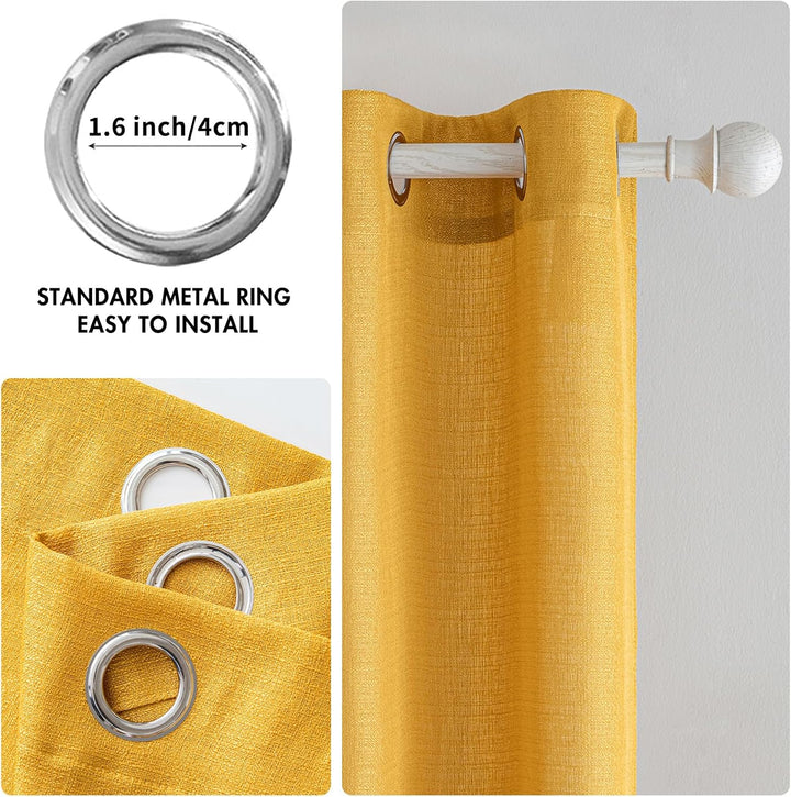 MIULEE 2er Set Voile Vorhang Sheer Leinenvorhang mit Ösen Transparente Unregelmässige Textur Gardine