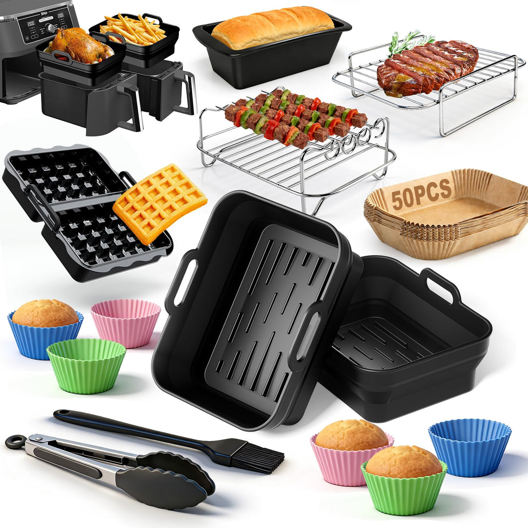 Heissluftfritteuse Zubehör für Ninja Foodi Max Dual Zone AF400EU SL400EU 9,5L, Silikonform Airfryer