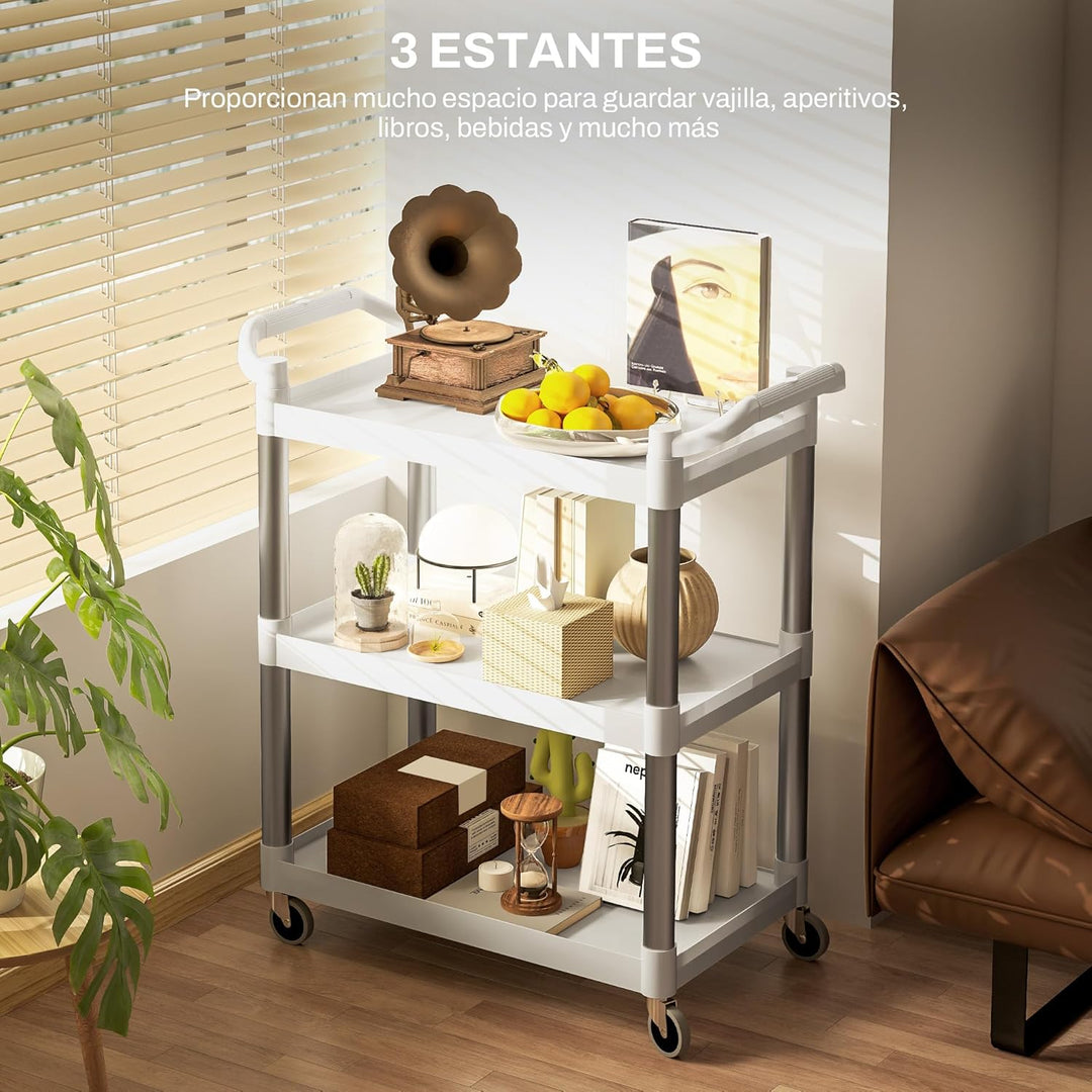 HOMCOM Aluminium-Legierung Küchenwagen mit Rädern 3 Level Küche Trolley Storage Trolley Last 105 kg
