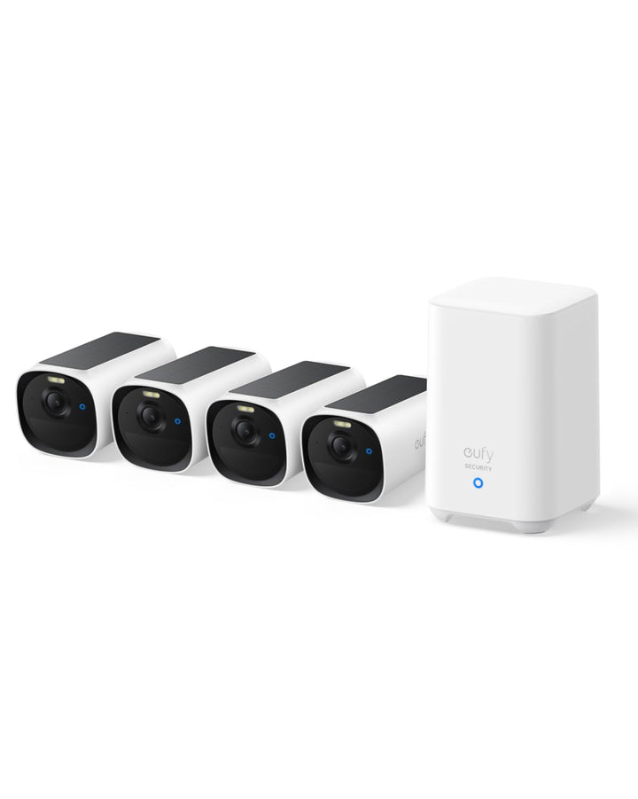 eufy Security eufyCam E40 4-Kamera-Set mit Homebase 2, kabellose 2K Solarkamera für aussen, mit inte