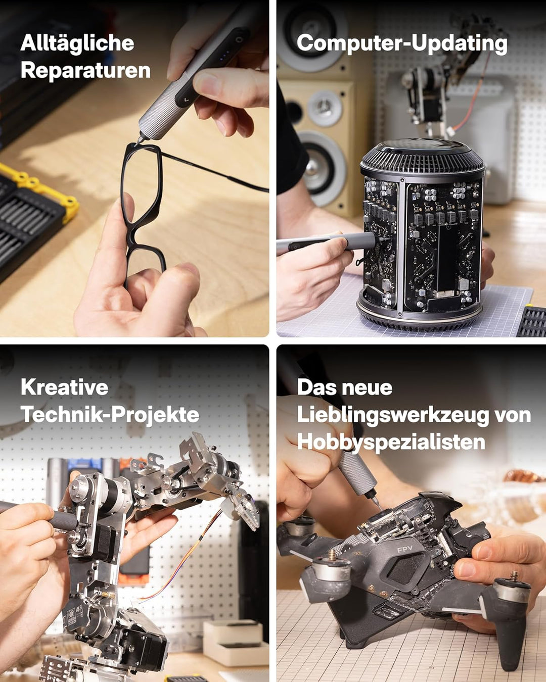HOTO SNAPBLOQ™ S-A01 Mini Elektro Schraubendreher Set, Magnetische Präzisions-Schraubendreher Kit, 3