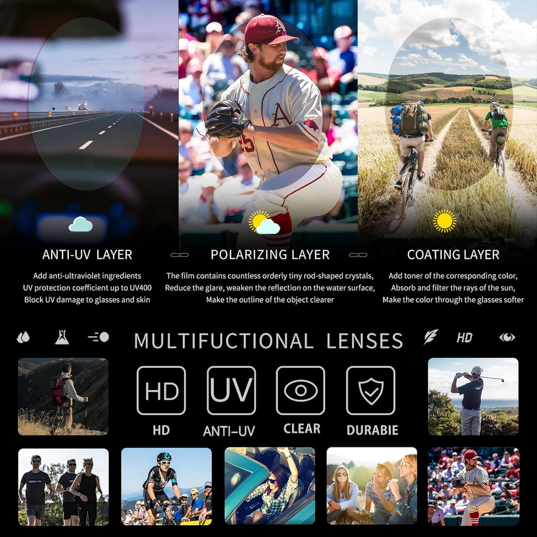 Queshark Polarisierte Fahrradbrille - Radsport Brillen für Männer & Frauen - UV400 Schutz,Sportbrill
